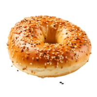 AI generated Bagel with sesame seeds isolated on a PNG background.