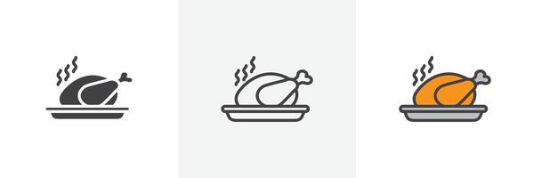 Baked turkey icon vector