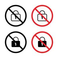 No lock sign vector