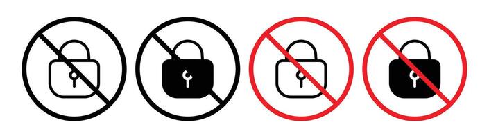 No lock sign vector