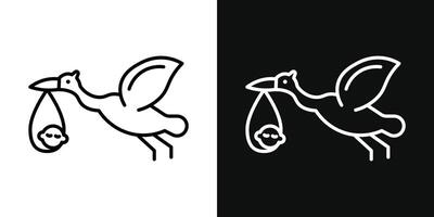 Stork with baby icon vector