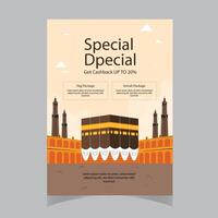 flat vertical poster-template-hajj-religious-pilgrimage vector
