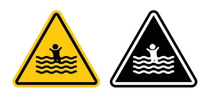 Risk of drowning warning sign vector