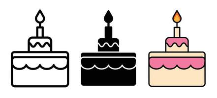 icono de pastel de cumpleaños vector