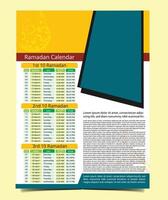 Ramadán kareem sincronización calendario imsakia Ramadán calendario para oración veces en Ramadán planificador vector