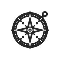 Flat compass icon in white background vector