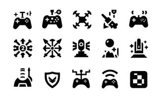 An icon set featuring black and white video game controllers vector