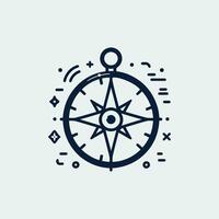 Flat compass icon in white background vector