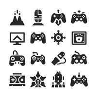 An icon set featuring black and white video game controllers vector