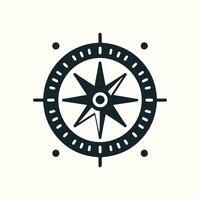 Flat compass icon in white background vector