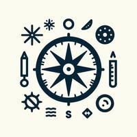 Flat compass icon in white background vector