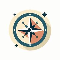 Flat compass icon in white background vector