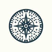 Flat compass icon in white background vector