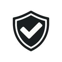 A shield with a white background and a check mark on it vector