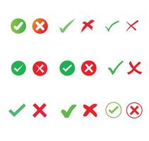 green checks and red crosses vector set