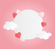 Circle frame with clouds and heart shaped background vector