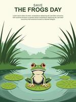 Save the Frogs Day background. vector