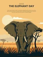 Save the Elephant Day background. vector