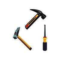 Tools icons set. Hammer and screwdriver and Vector illustration