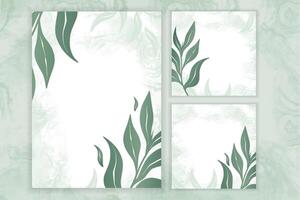 Cute Leaves Frame set with Watercolor Background vector