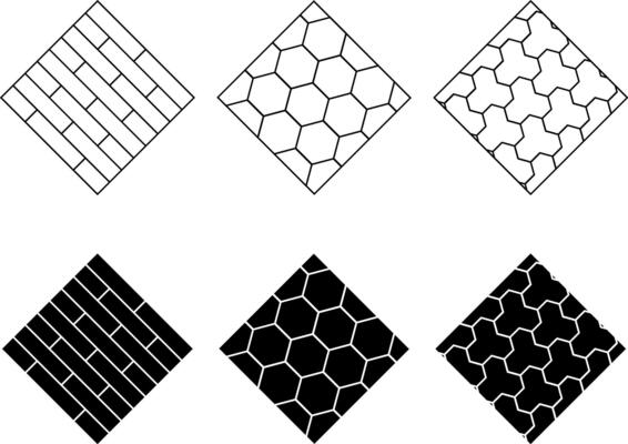 outline silhouette Block paving icon set