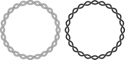 outline silhouette circular braided rope frame set with copy space vector