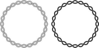 outline silhouette circular braided rope frame set with copy space vector