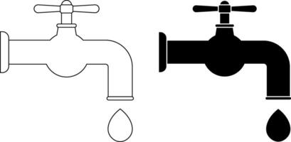 outline silhouette side view Tap with water drop icon vector