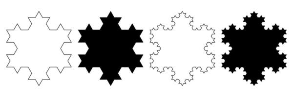 outline silhouette Koch snowflake icon isolated on white background vector
