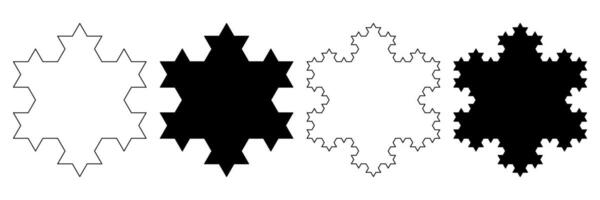 outline silhouette Koch snowflake icon isolated on white background vector