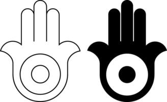 hamsa mano además conocido como el mano de Fátima icono vector