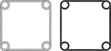 outline silhouette square rope frame set with copy space fot text or design vector