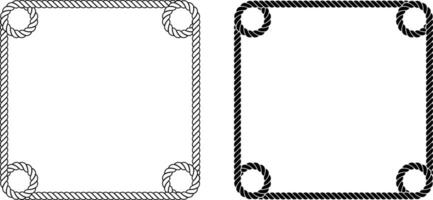 outline silhouette square rope frame set with copy space fot text or design vector