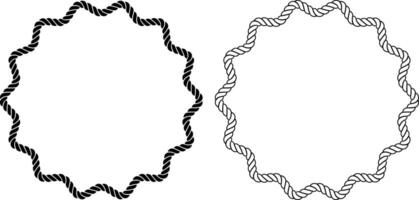 outline silhouette wave rounded rope frame set with copy space vector