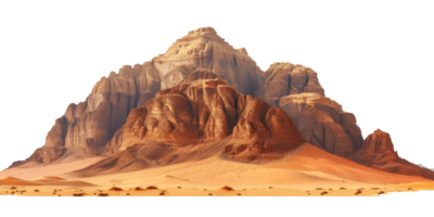 AI generated Desert mountain from Wadi Rum isolated on transparent background With clipping path png