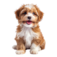 ai gegenereerd puppy hond is zittend en op zoek Bij camera, geïsoleerd Aan transparant achtergrond met knipsel pad.3d geven png