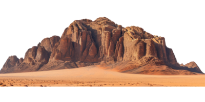 ai generiert Wüste Berg von Wadi Rum isoliert auf transparent Hintergrund mit Ausschnitt Pfad png