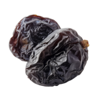 AI generated Dried prune in closeup isolated on transparent background With clipping path png