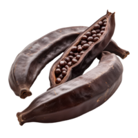 Carob fruit in closeup isolated on transparent background With clipping path.3d render png