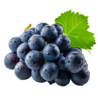 AI generated Dark blue grape with leaves isolated on transparent background With clipping path. png