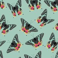 Vector seamless pattern with high detailed tropic butterfly