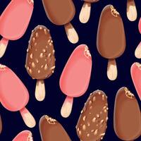 Vector seamless pattern with chocolate and strawberry ice cream