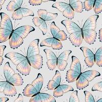 Vector seamless pattern with high detailed tropic butterfly