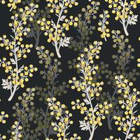 Wormwood leaves and flowers high detailed vector seamless pattern on dark grey background