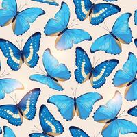 Vector seamless pattern with high detailed tropic butterfly