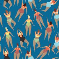 People swimming pattern. Summer seamless background. Summertime vector illustration with swimmers drawing in flat design.