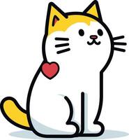 AI generated Flat color vector of cute cat illustration, white background.