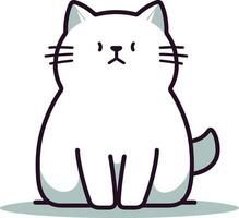 AI generated Flat color vector of cute cat illustration, white background.