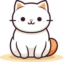 ai generado plano color vector de linda gato ilustración, blanco antecedentes.