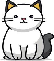 ai generado plano color vector de linda gato ilustración, blanco antecedentes.